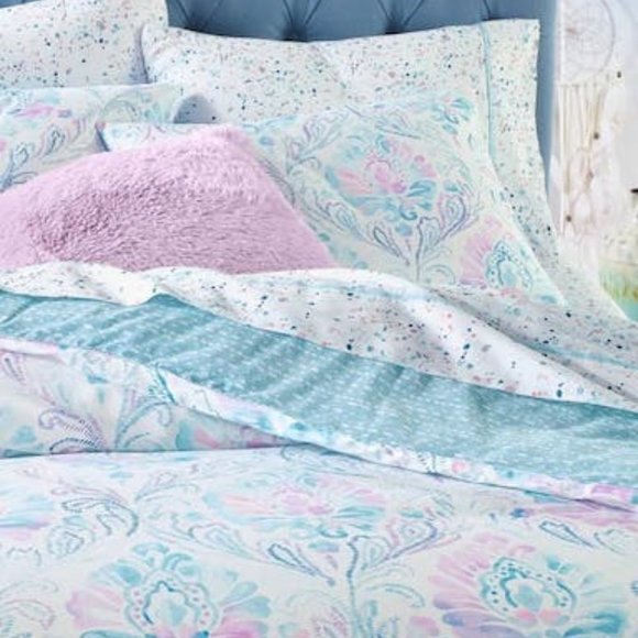 WHIM by Martha Stewart Collection Reversible 2-PC. Watercolor Damask-Print Twin/ - Picture 2 of 3